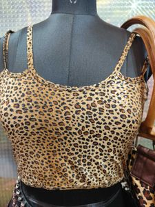 Leopard Print Crop Top &amp; Skirt Set