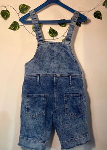 Acid Wash Denim Short Dungaree