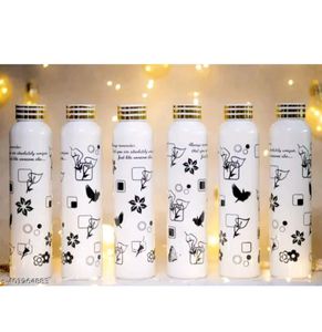 Floral Printed Black Water Bottle