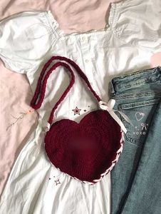 Heart-Shaped Crochet Shoulder Bag
