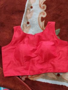 Vibrant Red Sleeveless Blouse with back side zip