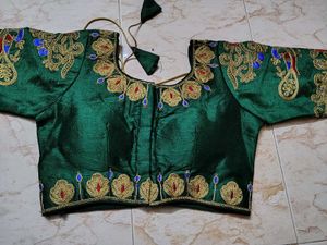 Emerald Green Embroidered Blouse