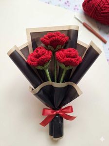 3 Crochet Rose Flowers Bouquet