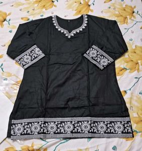 Stylish Black Embroidered short kurti