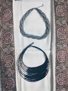 Set of Two Party Necklace Elegant Twisted & Fringe