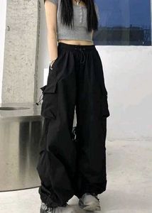 Black Cargo Parachute Pants