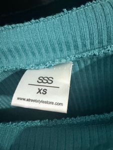 Teal Mock Neck Long Sleeve Crop Top