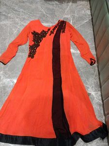 Orange Kurta with Black Embellishments