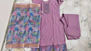Elegant Lavender Kurta Set with Dupatta