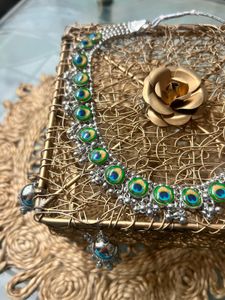 Peacock Feather Necklace &amp; Earrings Set