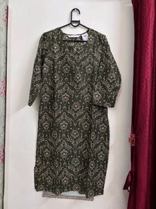 Olive Green Printed Kurta