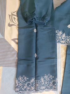 Teal Embroidered Kurti