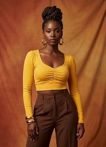Stylish Yellow Ruched Crop Top