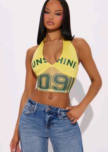 22410. Yellow Y2K halter top