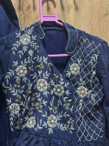 Navy Blue Embroidered Kurta Set