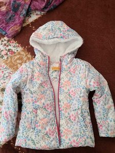 Girls Floral Print Hooded Jacket
