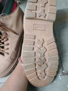 Stylish Beige Lace-Up Boots