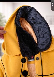 Chic Yellow Hooded Coat