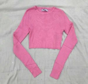 Pink Ribbed Crop Top (winter)