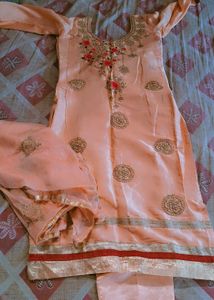 Elegant Peach Kurta Set with Embroidery