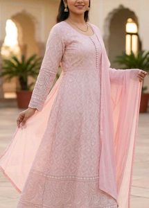 Pastel Chikankari Frock Suit