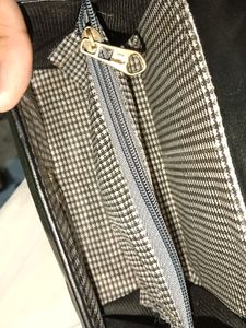 Black Purse With Gold Chain Strip Matte Finish