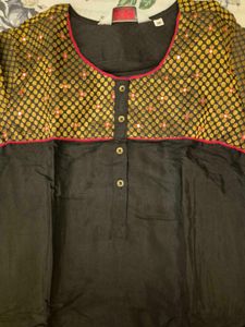 Black silk kurta