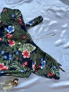 Tropical Floral One-Shoulder Top