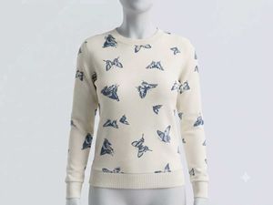 Cream Butterfly Print Sweatshirt