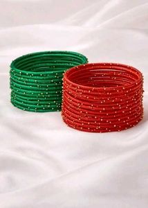 ♥️💚Silk Thread Bangles - Red &amp; Green