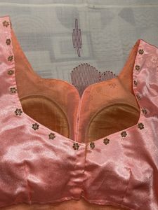 Peach Embellished V-Neck Blouse padded