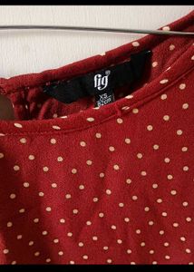 FIG Red Polka Dot Puff Sleeve Top