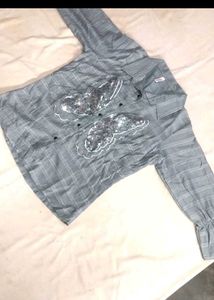 Gray Plaid Long Sleeve Shirt