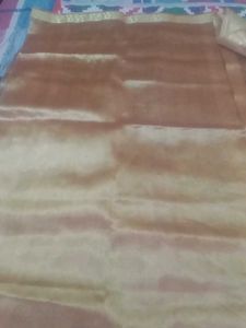 Elegant  new golden with brown Silk Saree