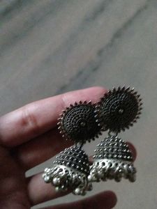 Stunning Jhumka Earrings with Rhinestones