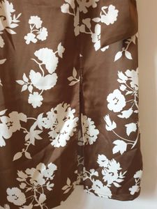 Mocha Blossom Wrap satin dress