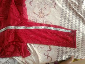 Marron satin Dandiya skirt with blouse