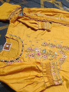 Yellow Embroidered Kurta Set with Dupatta