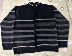 Vintage Striped Zip-Up Sweater