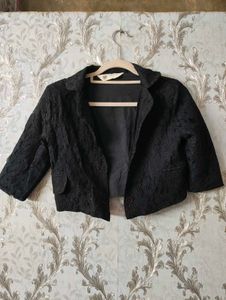 Elegant Black Lace Cropped Jacket
