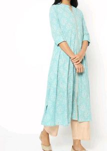 Aqua Floral Print Kurta