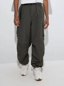 Olive Green Parachute Cargo Pants