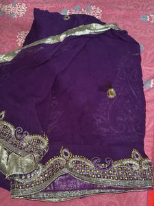 Vintage Embellished Purple Saree