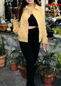 Women's Cream Double-Breasted Jacket