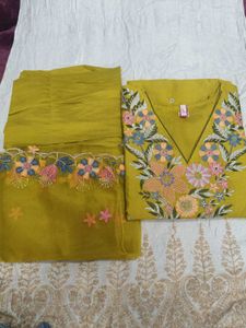 Embroidered  Kurta, Pant &  organza Dupatta