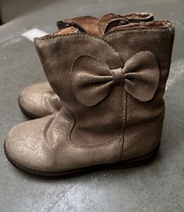 Metallic Brown Faux Leather Bow Boots(2.5-4 yrs)