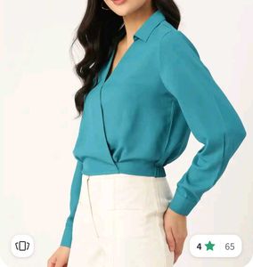 Chic Teal Wrap Top