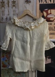 Cream Lace Trim Top