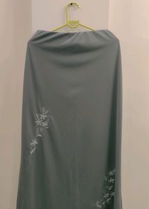 dOlive Green Long Skirt With Velvet Design