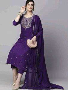 Elegant Purple Embroidered Kurta Set